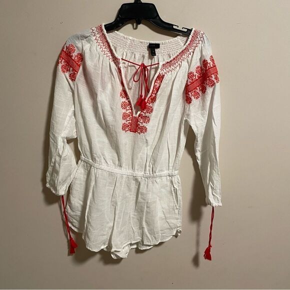 J. Crew Embroidered Cotton-Linen Beach Romper- Size XS - Picture 3 of 8